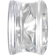 Load image into Gallery viewer, 9/16 Clear Acrylic Floating Silver Metallic Rose Flower Plug

