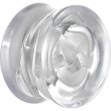 Load image into Gallery viewer, 18mm Clear Acrylic Floating Silver Metallic Rose Flower Plug
