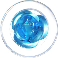 Load image into Gallery viewer, 18mm Clear Acrylic Floating Aqua Metallic Rose Flower Plug
