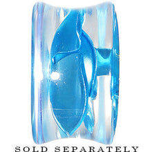 Load image into Gallery viewer, 18mm Clear Acrylic Floating Aqua Metallic Rose Flower Plug
