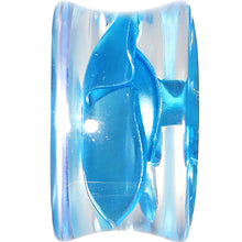 Load image into Gallery viewer, 18mm Clear Acrylic Floating Aqua Metallic Rose Flower Plug
