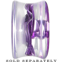 Load image into Gallery viewer, 18mm Clear Acrylic Floating Purple Metallic Rose Flower Plug
