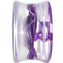 Load image into Gallery viewer, 18mm Clear Acrylic Floating Purple Metallic Rose Flower Plug

