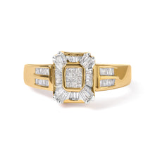 Load image into Gallery viewer, 10K Yellow Gold 1/2 Cttw Diamond Composite and Halo Ring (H-I Color, SI1-SI2 Clarity) - Ring Size 7

