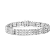 Load image into Gallery viewer, .925 Sterling Silver 1.00 Cttw Diamond Multi Row Heart Link Bracelet (H-I Color, I1-I2 Clarity) - 7.25" Inches
