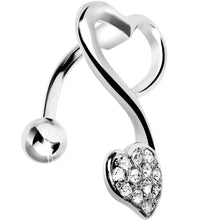 Load image into Gallery viewer, Top Mount Crystalline Gem Swirling Dual Hearts Belly Ring
