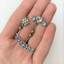 Load image into Gallery viewer, Clear CZ Gem Pretty Posy Flower Top Mount Belly Ring
