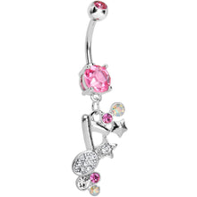 Load image into Gallery viewer, Pink Jeweled Rock star Music Note Belly Button Ring
