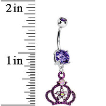 Load image into Gallery viewer, Purple Gem Princess Crown Belly Button Ring
