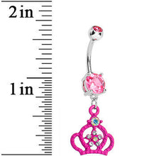 Load image into Gallery viewer, Pink Gem Princess Crown Belly Button Ring
