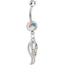 Load image into Gallery viewer, Aurora Gem Angel Wing Dangle Belly Ring
