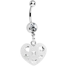 Load image into Gallery viewer, Crystalline Gem Clear Glitter Heart Dangle Belly Ring
