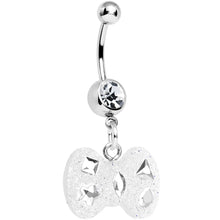 Load image into Gallery viewer, Crystalline Gem Clear Glitter Bow Dangle Belly Ring
