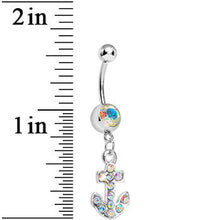 Load image into Gallery viewer, Aurora Gem Sparkle Anchor Belly Ring
