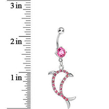 Load image into Gallery viewer, Pink Gem Elegant Dolphin Outline Belly Ring

