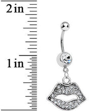 Load image into Gallery viewer, Crystalline Gem Kiss Lips Dangle Belly Ring
