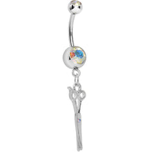 Load image into Gallery viewer, Aurora Gem Hairstylist Scissors Dangle Belly Ring

