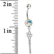 Load image into Gallery viewer, Aurora Gem Hairstylist Scissors Dangle Belly Ring
