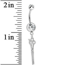 Load image into Gallery viewer, Crystalline Gem Hairstylist Scissors Dangle Belly Ring
