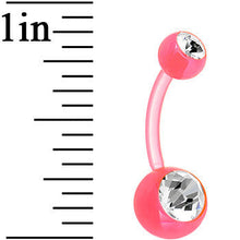 Load image into Gallery viewer, Crystalline Double Gem Pink Acrylic UV Belly Ring
