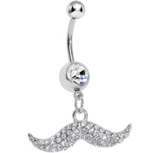 Load image into Gallery viewer, Crystalline Gem Paved Mustache Belly Ring

