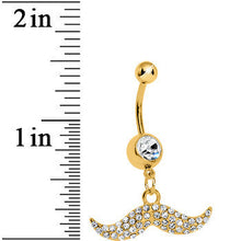Load image into Gallery viewer, Gold Plated Crystalline Gem Paved Mustache Belly Ring
