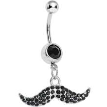 Load image into Gallery viewer, Black Gem Paved Mustache Belly Ring
