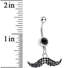 Load image into Gallery viewer, Black Gem Paved Mustache Belly Ring
