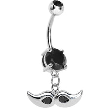 Load image into Gallery viewer, Black Double Gem Mustache Belly Ring
