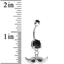 Load image into Gallery viewer, Black Double Gem Mustache Belly Ring
