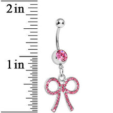 Load image into Gallery viewer, Pink Gem Dazzling Bow Belly Ring
