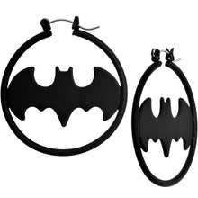 Load image into Gallery viewer, Black Matte Logo Batman Hoop Earrings
