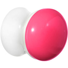 Load image into Gallery viewer, 1/2 White Neon Pink Acrylic Saddle Plug
