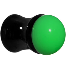 Load image into Gallery viewer, 0G Black Neon Green Acrylic Saddle Plug
