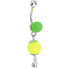 Load image into Gallery viewer, Crystalline Gem Yellow and Green Neon Bead Dangle Belly Ring
