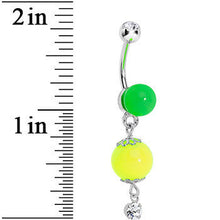 Load image into Gallery viewer, Crystalline Gem Yellow and Green Neon Bead Dangle Belly Ring
