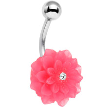 Load image into Gallery viewer, Crystalline Gem Pink Neon Carnation Belly Ring
