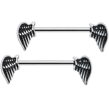 Load image into Gallery viewer, 14G 5/8 Angles Wings Barbell Nipple Ring Set
