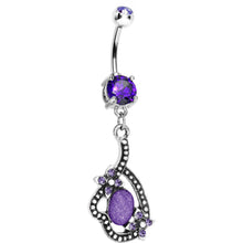 Load image into Gallery viewer, Double Violet Gem Love's Path Dangle Belly Ring
