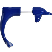 Load image into Gallery viewer, Blue Acrylic Leaping Dolphin Fake Taper Ear Plug
