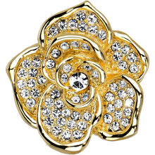Load image into Gallery viewer, Gold Tone Crystalline Rose Flower Adjustable Ring
