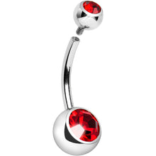 Load image into Gallery viewer, Internally Threaded Red Double Gem Belly Ring 11mm
