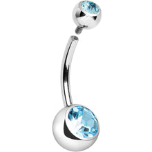 Load image into Gallery viewer, Internally Threaded Aqua Double Gem Belly Ring 11mm
