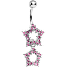 Load image into Gallery viewer, Pink Gem Double Star Dangle Belly Ring
