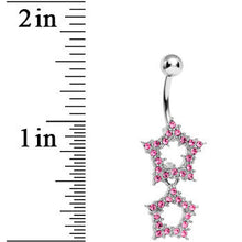 Load image into Gallery viewer, Pink Gem Double Star Dangle Belly Ring

