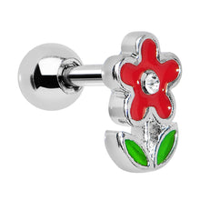 Load image into Gallery viewer, Crystalline Gem Winsome Red Flower Cartilage Earring

