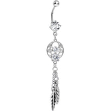 Load image into Gallery viewer, Enchanting Clear Gem Dangle Dreamcatcher Belly Ring

