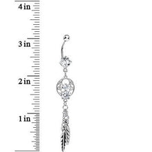 Load image into Gallery viewer, Enchanting Clear Gem Dangle Dreamcatcher Belly Ring
