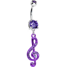 Load image into Gallery viewer, Tantalize Gem Treble Clef Drop Belly Ring
