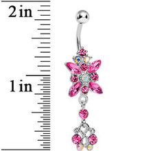 Load image into Gallery viewer, Pink Gem Dazzling Dangle Chandelier Belly Ring
